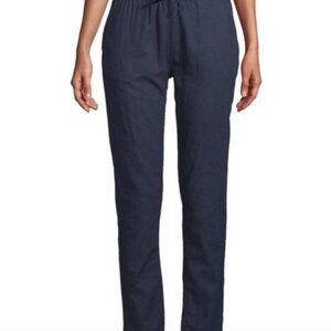 Womens Onia Linen blend with stretch pull on drawstring pants navy blue S